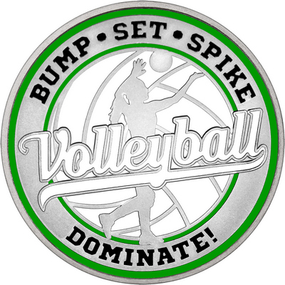 White "Volleyball" with Green Outer Circular Borders